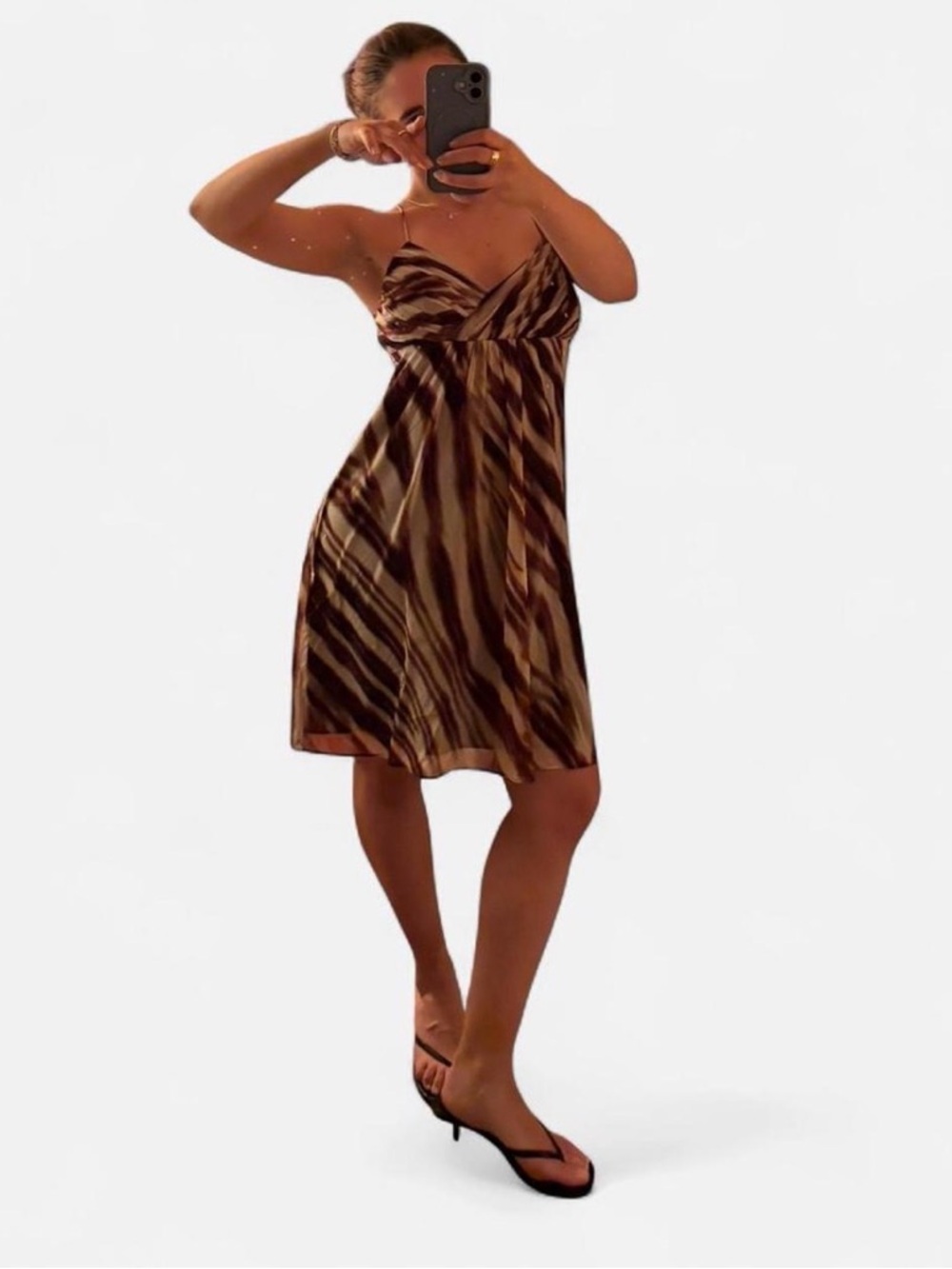 Strappy Slip Dress in maroon and Cream